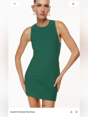 Babaton - Sculpt Knit Racer Mini Dress . Green. Size M.